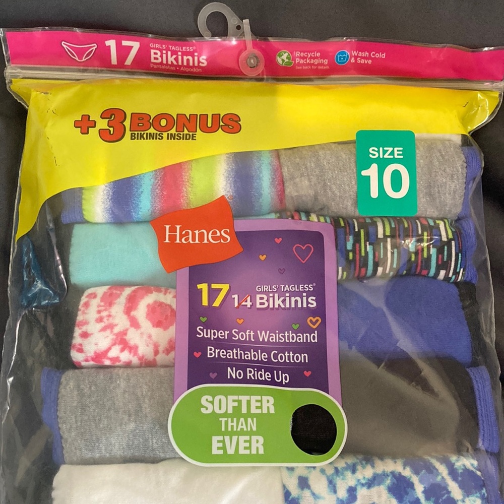 New Hanes girls 10 bikini underwear